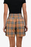 Burberry Tan Cotton Novacheck Drawstring Shorts Size 4