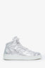 Pre-loved Chanel™ Silver Metallic Leather High Top CC Sneakers Size 39