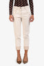 Brunello Cucinelli Beige Beaded Hem Cropped Jeans Size 4 US