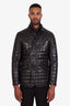 Cerruti 1881 Black Leather Quilted Jacket Size 50 Men's