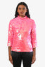 Milly Pink Sequin Long Sleeve Mock Neck Top Size 4