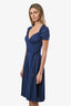 Gucci Blue Jersey V Neck SS Belted Dress Size XS