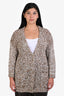 Brunello Cucinelli Brown/White Linen Cotton Sequin Knit Cardigan Size XL