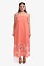Cleobella Peach Cotton Linen Floral Eyelet Maxi Dress Size Small