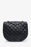 Pre-loved Chanel™ 1986-88 Black Quilted Lambskin CC Matelasse Half Moon Crossbody Bag