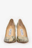 Jimmy Choo Gold Metallic Embossed Python Leather Stiletto Pumps Size 36