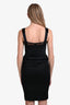 Nina Ricci Black Rouchet Velvet Bow Midi Dress est Size 6