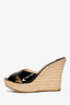 Jimmy Choo Black Patent Cross Espadrille Wedge Size 42