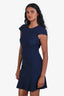 Alexander McQueen Navy Blue Wool Vegan Silk Short Sleeve Tailored Mini Dress Size XS