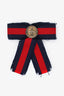 Gucci Red/Blue Ribbon & Crystal Grosgrain Bow Brooch
