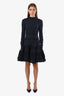 Alaïa Navy Knit Tiered Crinoline Long Sleeve Mini Dress Size 38