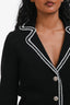 Maje Black Warp-Knit Jacket-Effect Cardigan Size 1