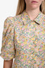 Birgitte Herskind Yellow Multicolour Floral Puff Sleeve Button Down Mini Dress Size 36