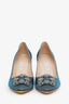 Manolo Blahnik Iridescent Glitter Crystal Buckle Hangisi 90 Pumps Size 39
