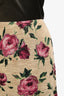 La Double J Beige/Purple Cotton Tweed Floral Pencil Skirt Size M