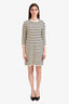 Theory Cream/Black Striped Midi Dress Size S