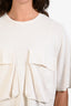 Celine White Double Flap Pocket Short Sleeve Top Size M
