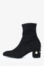 Stuart Weitzman Black Suede Pearl Embellished Ankle Boots Size 5.5
