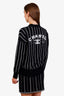 Pre-loved Chanel™ 23P Black Cashmere Striped CC Logo Cardigan with Mini Skirt Sizes 36 and 34