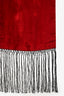 Dolce & Gabbana Black/Red Velvet Rectangle Fringe Scarf