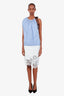 Dries Van Noten White Leather Laser Cut Hem Midi Skirt Size 38
