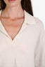 Lisa Yang Cream Cashmere Short Sleeve Polo Sweater Size S