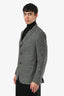 Pal Zileri Green Wool Cotton Tweed Padded Shoulder Blazer Size 50 Mens