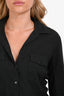 James Perse Black Cotton Three Quarter Sleeve Top Size 4