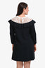 Valentino Black/White Lace Ruffle Detail Long Sleeve Dress Size XL