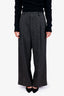 Smythe Grey Wool Linen Blend Herringbone Wide Leg Trouser Size 6