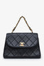 Pre-loved Chanel™ 1994-96 Black Quilted Leather CC Flap Top Handle Bag