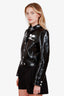 Courreges Black Vinyl White Logo Jacket Size 40