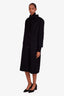 Pre-loved Chanel™ Black Cashmere Single Breasted Button Up Trench Coat Size 48
