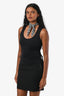 Versace Jeans Black/White La Greca Tie Sleeveless Top Size Small
