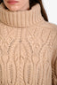Loro Piana Brown Cashmere Cable Knit Turtleneck Sweater Size S