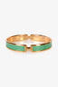 Hermès Gold Tone Green Niloticus Lizard 'Olympe' Bangle Bracelet Size T3