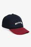 Miu Miu Burgundy/Navy Blue Cotton Embroidered Logo Baseball Hat Size Small