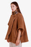 Max Mara Brown Camel Wool Silk Teddy Cape One Size