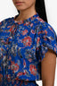 MISA Los Angeles Blue Multicolour Floral Print Ruffled Mini Dress Size XS