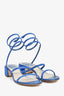 Rene Caovilla Blue Crystal Embellished Ankle Wrap Sandals Size 36