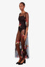 For Love & Lemons Black Floral Mesh Maxi Length Beach Cover Up Size XS