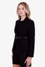 Gucci Black Wool Embroidered Bouclé Jacket with GG Belt Size 36