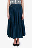 Christian Dior Blue Denim Logo Belted Tiered Maxi Skirt 6