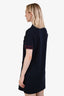Maje Navy/Red Ribbed Collared Short Sleeve Midi Dress Size 42