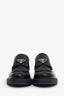 Prada Black Brushed Leather Triangle Plaque Logo Loafers Size 39.5