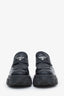Prada Black Brushed Leather Triangle Plaque Logo Chunky Loafers Size 40