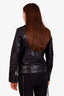 Saint Laurent Black Leather Belted Biker Jacket Size 48