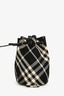 Burberry Black/White Canvas and Leather Mini Check Bucket Bag