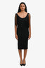 Versace Black Asymmetrical Fringe Sleeveless Midi Dress Size 42