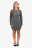 Theory Grey Cashmere Blend Crewneck Long Sleeve Mini Dress Size M